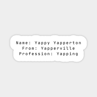 Yapper Black Text Magnet