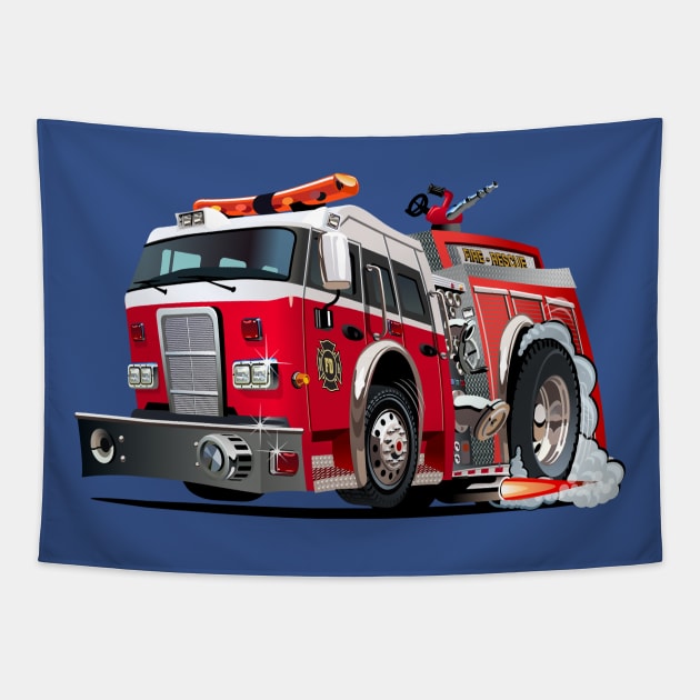 Cartoon firetruck Tapestry by Mechanik