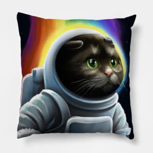 Rainbow Space Cat Pillow