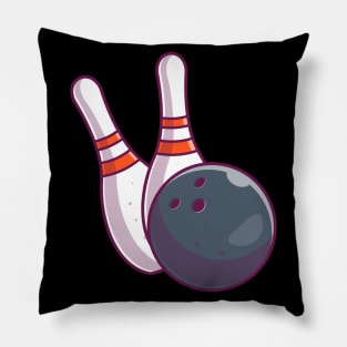 Bowling pins with bowling ball cartoon Pillow