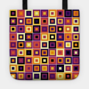 Abstract Square Geometric | Pop Fashion Modern Fusion Regular Black Red Yellow Tote