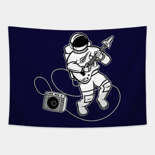 Astronaut Rockstar! (White Fill + Black Outline) Tapestry