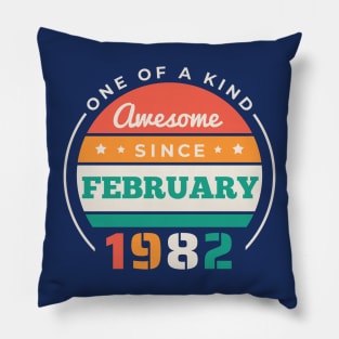 Retro Awesome Since February 1982 Birthday Vintage Bday 1982 Pillow
