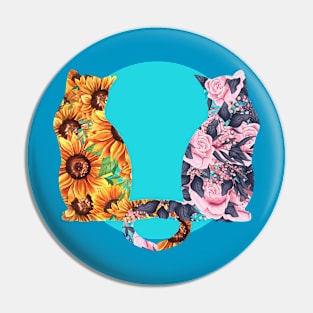 Flower Cats Sunflowers and Roses Pin