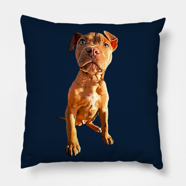 Pitbull Dog Art Pillow by Elarex