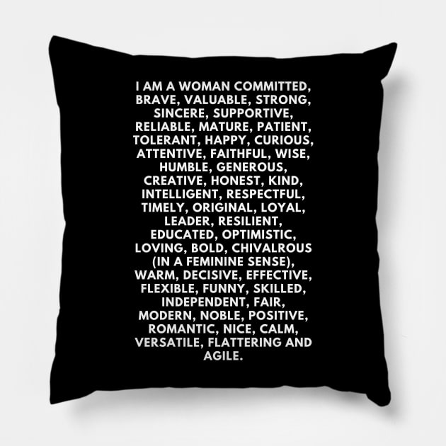 I am a woman: 50 positive affirmations Pillow by CachoGlorious