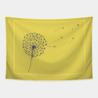 Dandelion Clock Linocut in Yellow and Grey Tapestry