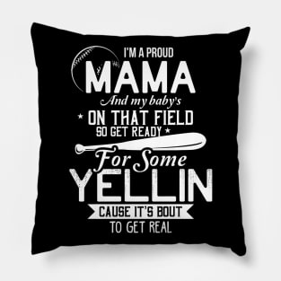 Proud Mama Baseball Shirt Funny Mom Of Baseball Player Gifts Pillow