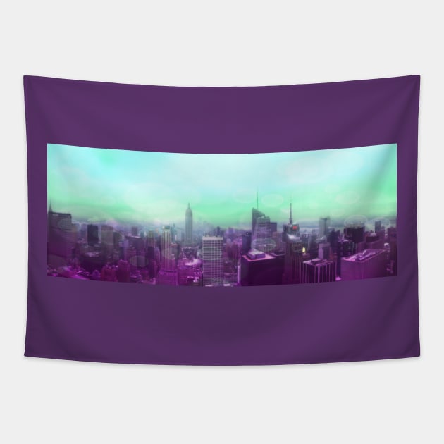 Dreamy Bokeh NYC Manhattan Skyline Tapestry by Christine aka stine1