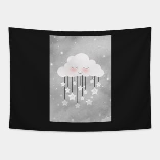 Sleepy Cloud And Stars Tapestry