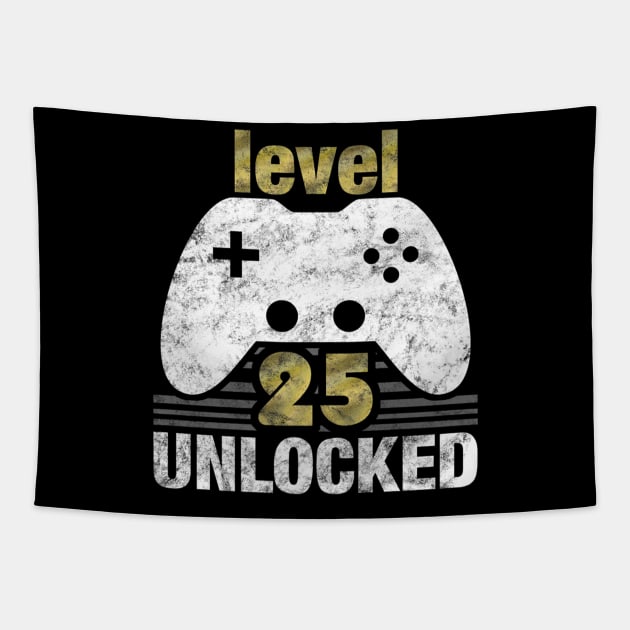 Level 25 Unlocked 25th Birthday Gamer Tapestry by AKSA shop