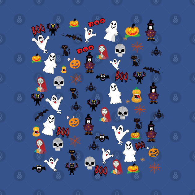 Disover jack skellington at Halloween bats and pumpkins pattern - Jack Smilely - T-Shirt