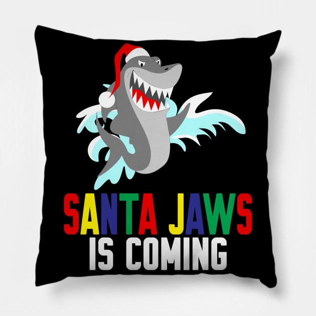 Santa jaws is coming Pillow by Work Memes