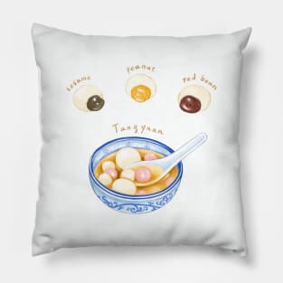 Taiwanese Food Illustration - Tangyuan (Glutinous Rice Ball) 台灣食物插畫 - 湯圓 (元宵) Pillow