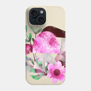 Pink Portobello Mushrooms and Flowers Phone Case