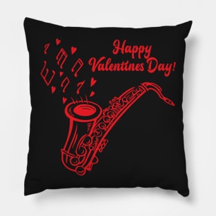 Happy Valentines Day Saxophone Music Pillow