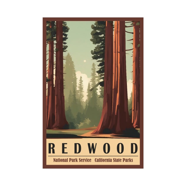 Redwood National Park Travel Poster by GreenMary Design