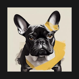 Risograph Style Black Yellow French Bulldog T-Shirt