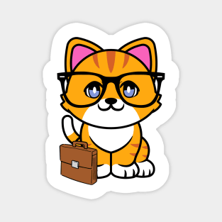 Cute Orange cat is a colleague at work Magnet