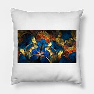 Abstract Blue Gold Geometric Patterns Pillow