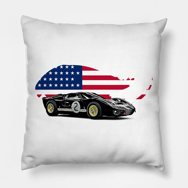 GT40 MK2 USA Print Pillow by Auto-Prints