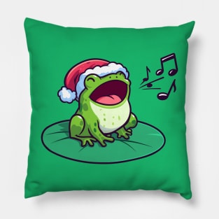 Cute Frog singing Christmas carols Pillow