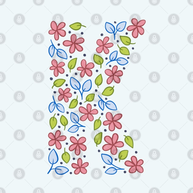 Floral Monogram Letter K - pink and blue by SRSigs