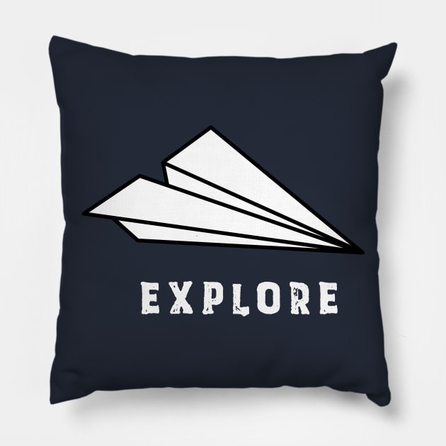 Curious Explorer Paper Plane Pillow by happinessinatee