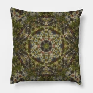 Shades of Green Kaleidoscopic Mandala Number 4 Pillow