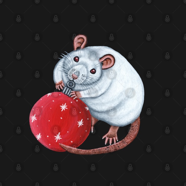 Albino Rat with Bauble by WolfySilver