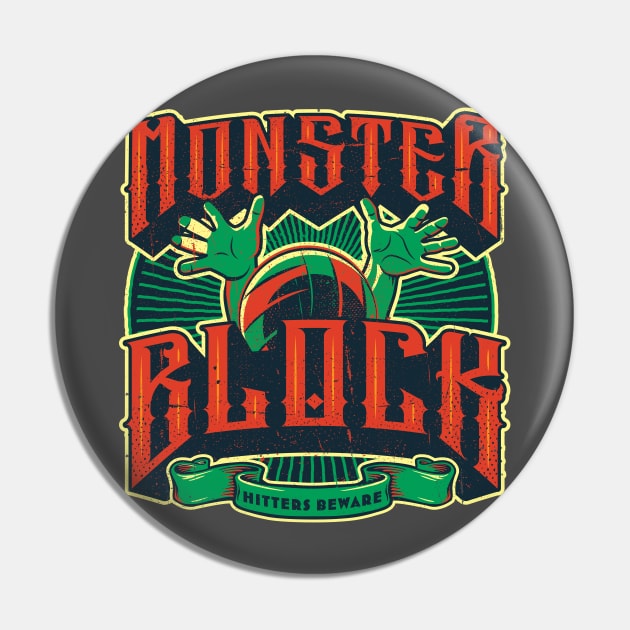 Monster Block | Metal-inspired Volleyball design Pin by Volleyball Merch