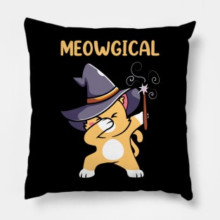 Cat Meowgical Dabbing Halloween Pillow