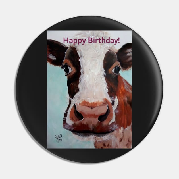 Happy Birthday greeting card featuring cow face Pin by Krusty