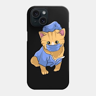 Cute nurse cat with face mask. Phone Case