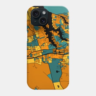 Virginia Beach Map Pattern in Orange & Teal Phone Case