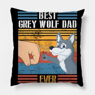 Grey Wolf Dog And Daddy Hand To Hand Best Grey Wolf Dad Ever Dog Father Parent July 4th Day Pillow