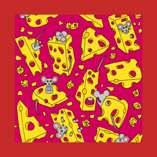 Mice and Swiss Cheese Red Palette T-Shirt