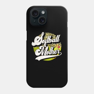 Softball Mother Vintage Leopard Softball Family Matching Phone Case