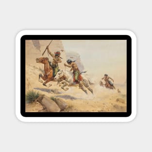 Native American Warriors - Vintage Western American Art Magnet