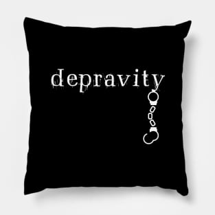 Depravity Handcuffs Hanging Dark Monotone Pillow