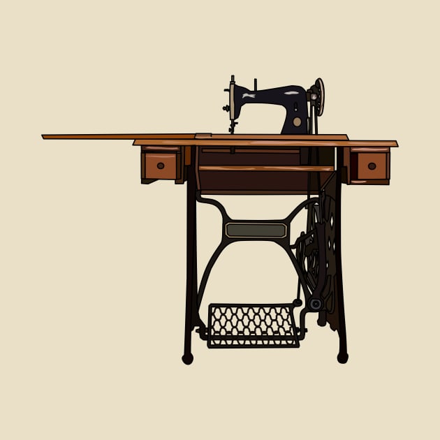 Sewing machine cartoon illustration by Miss Cartoon