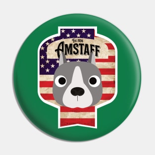 American Staffordshire Terrier - Distressed Union Jack Amstaff Beer Label Design Pin