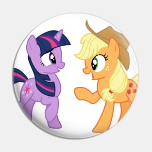 Scrunched nose Twilight and Applejack Pin