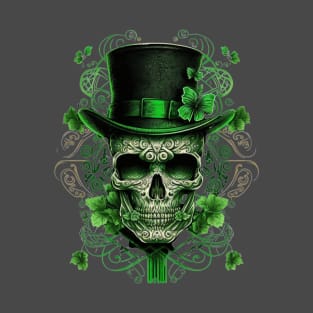 St.Patrick day Leprechaun Scull t-shirt T-Shirt