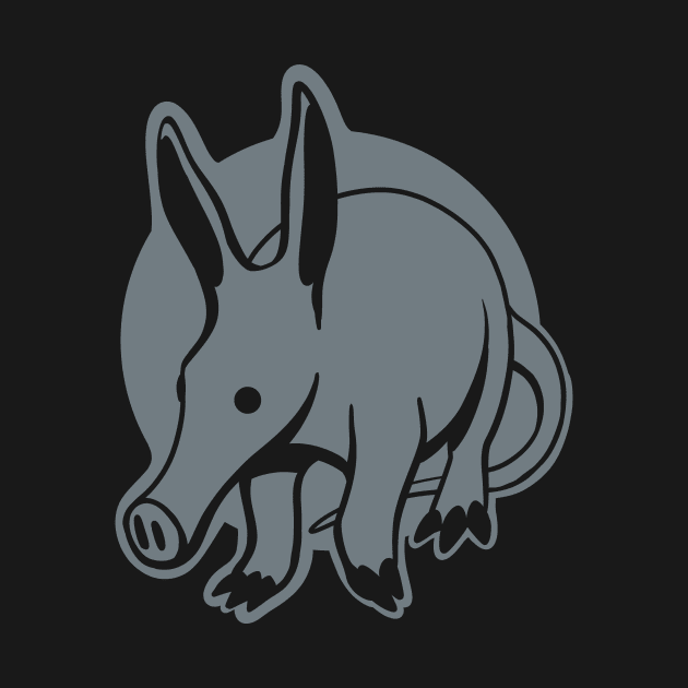 Stylized, minimal art of an marvelous Aardvark in grey ink by croquis design