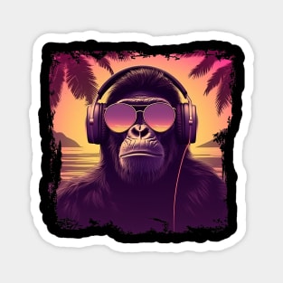 Cool summer monkey ape dj design Magnet