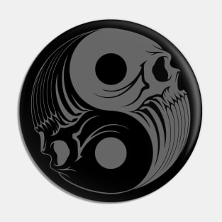 Grey and Black Yin Yang Skulls Pin