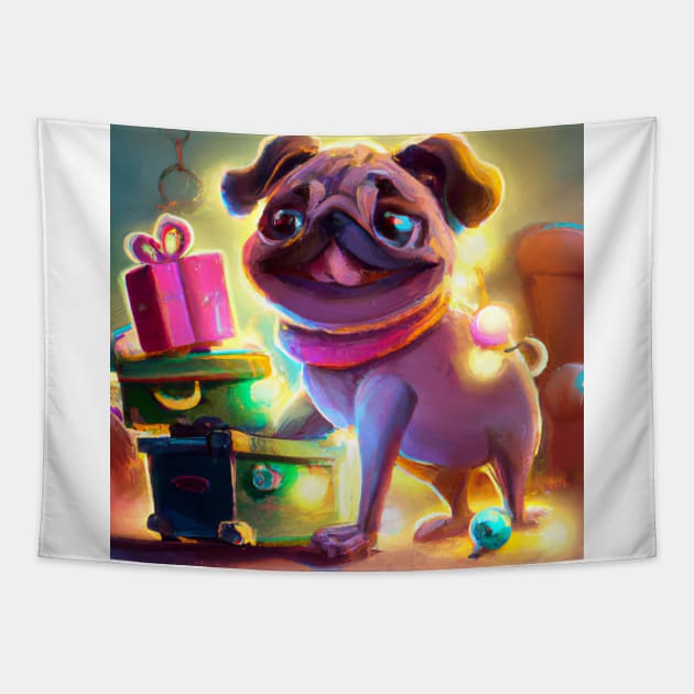 Cute Pug Tapestry by Play Zoo