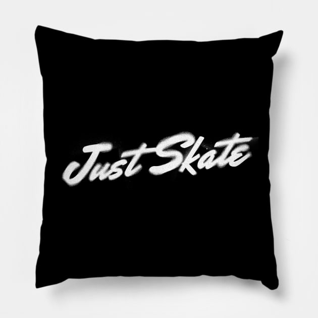 Urban Vibes: Just Skate Graffiti Typography Black Pillow by The Vintage Look