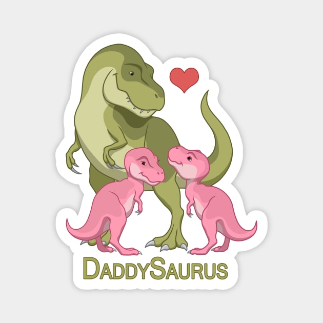 DaddySaurus T-Rex Father & Twin Baby Girl Dinosaurs Magnet by csforest